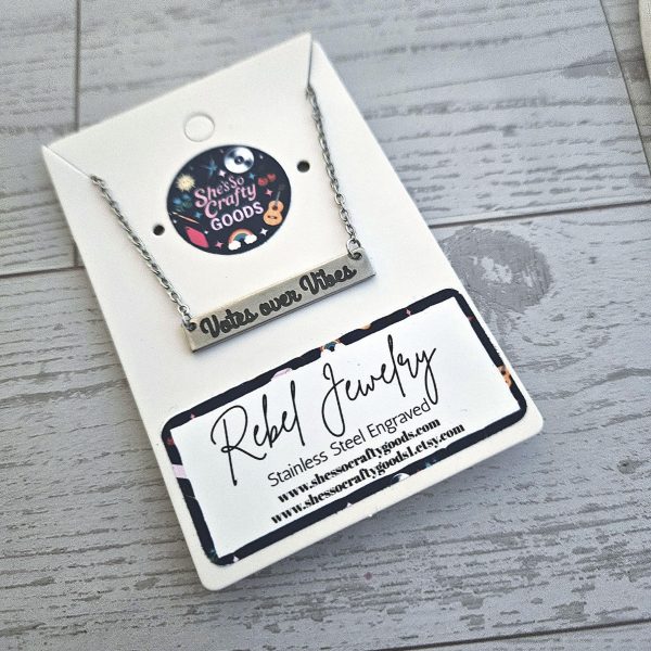 il_fullxfull.7581635362_8k6d Votes Over Vibes Necklace β’ Satin Stainless Steel Civic Statement Pendant β Jewelry β Handmade by ShesSoCrafty Goods