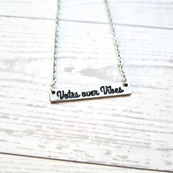 il_fullxfull.7581635466_ix03 Votes Over Vibes Necklace β’ Satin Stainless Steel Civic Statement Pendant β Jewelry β Handmade by ShesSoCrafty Goods
