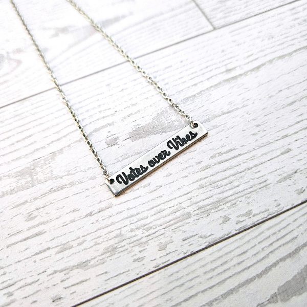 il_fullxfull.7581635774_734m Votes Over Vibes Necklace β’ Satin Stainless Steel Civic Statement Pendant β Jewelry β Handmade by ShesSoCrafty Goods