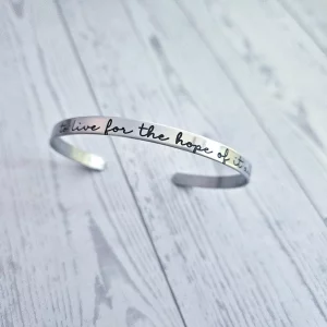 Engraved Stainless Steel Cuff Bracelet | Minimalist Poet Quote Jewelry – Cuff Bracelets – Handmade by ShesSoCrafty Goods