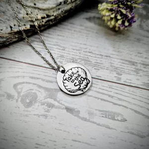 Engraved Scallop Shell Necklace – Stainless Steel (Take Me to the Sea) – Jewelry – Handmade by ShesSoCrafty Goods