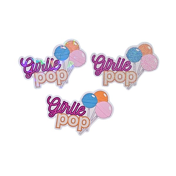 Girlie Pop Lollipop Sticker Holographic Glitter Matte Coquette Decal – Uncategorized – Handmade by ShesSoCrafty Goods