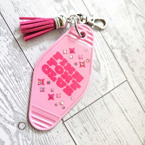 il_fullxfull.7581649250_sb7l Pink Pony Club Motel Keychain — Pastel Pink Rhinestone Tassel Bag Charm – Uncategorized – Handmade by ShesSoCrafty Goods