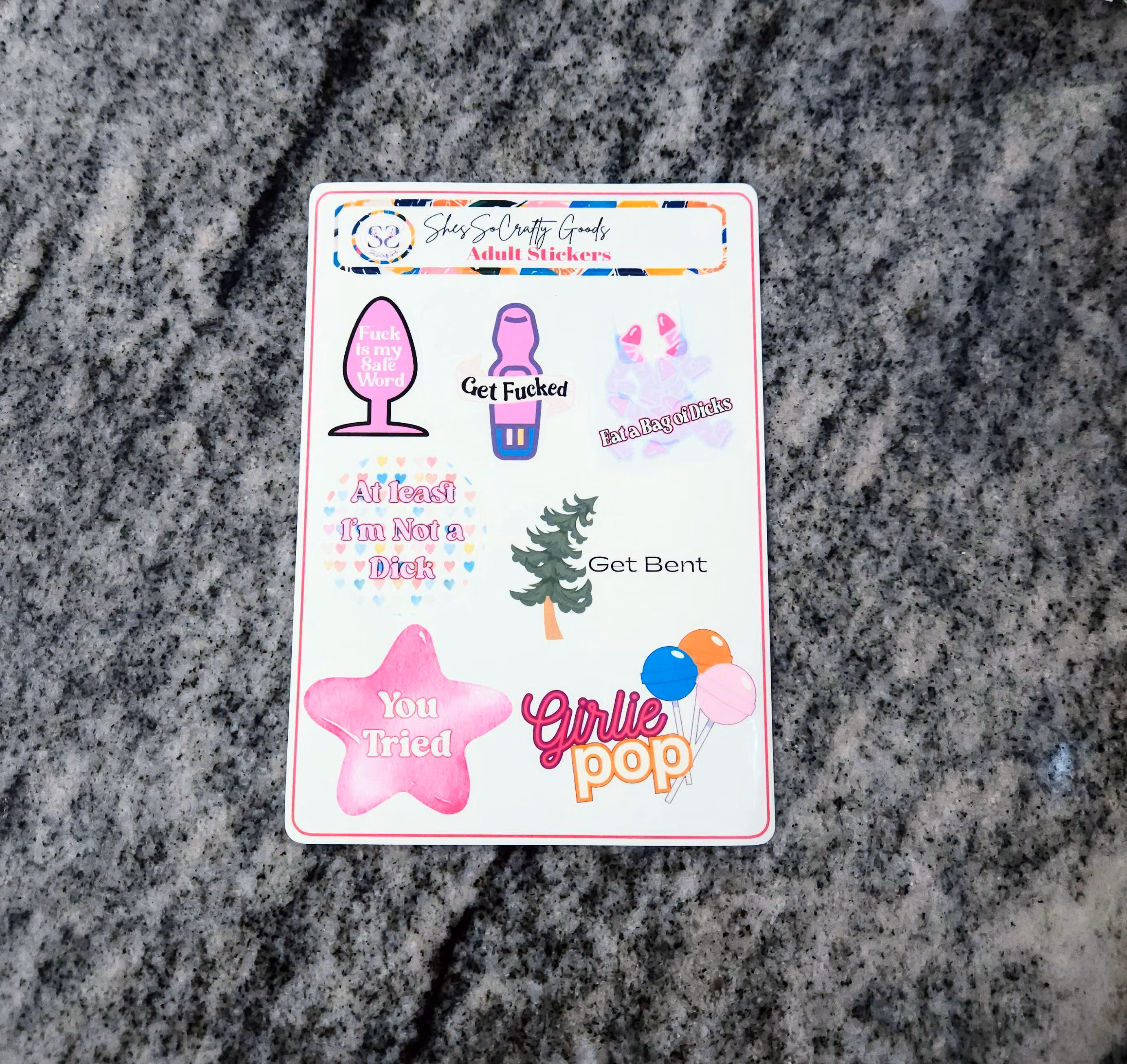 Funny Adult Sticker Sheet | Sarcastic Dark Humor Vinyl Decals – Say It Louder – Handmade by ShesSoCrafty Goods