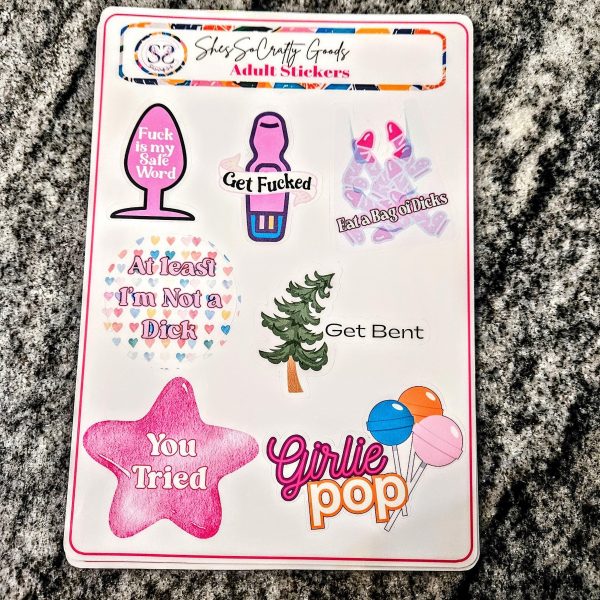 Funny Adult Sticker Sheet | Sarcastic Dark Humor Vinyl Decals – Say It Louder – Handmade by ShesSoCrafty Goods