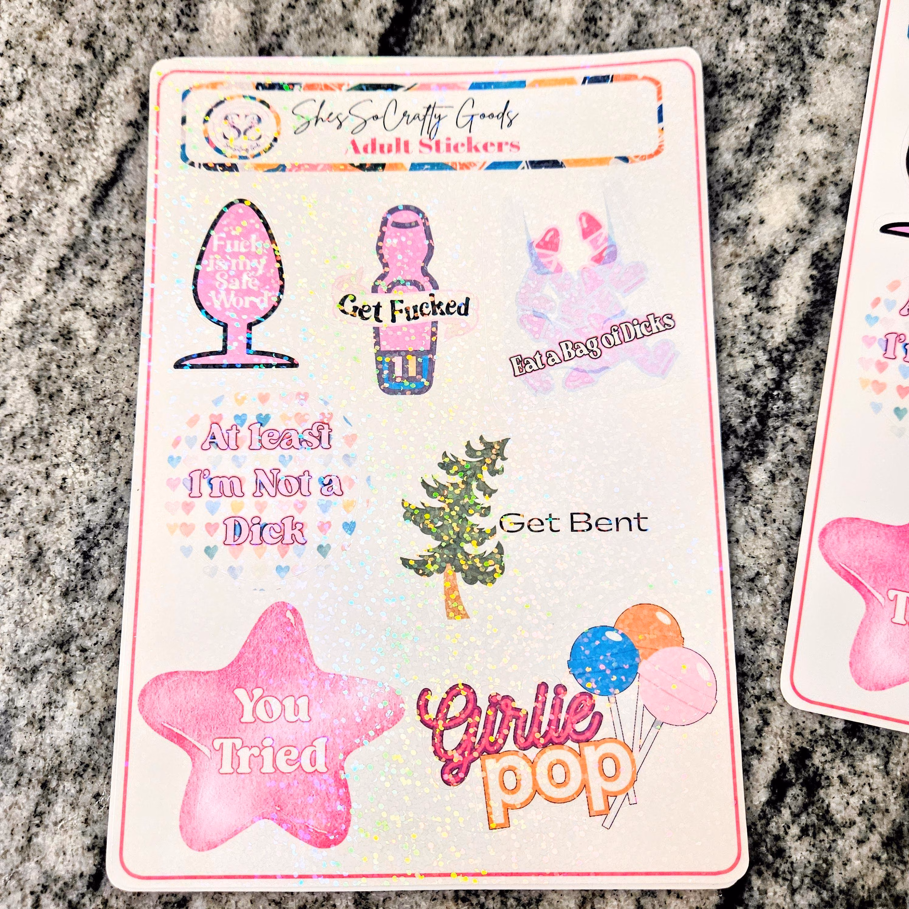 Funny Adult Sticker Sheet | Sarcastic Dark Humor Vinyl Decals – Say It Louder – Handmade by ShesSoCrafty Goods