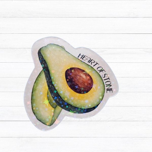 il_fullxfull.7581656132_tdgx Holographic Avocado Sticker - Heart of Stone Sticker - Los Campesinos Inspired – Stickers – Handmade by ShesSoCrafty Goods