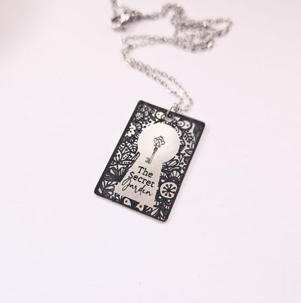 Secret Garden Book Necklace – Engraved Miniature Book Pendant – Cottagecore Literary Jewelry – Bookish – Handmade by ShesSoCrafty Goods