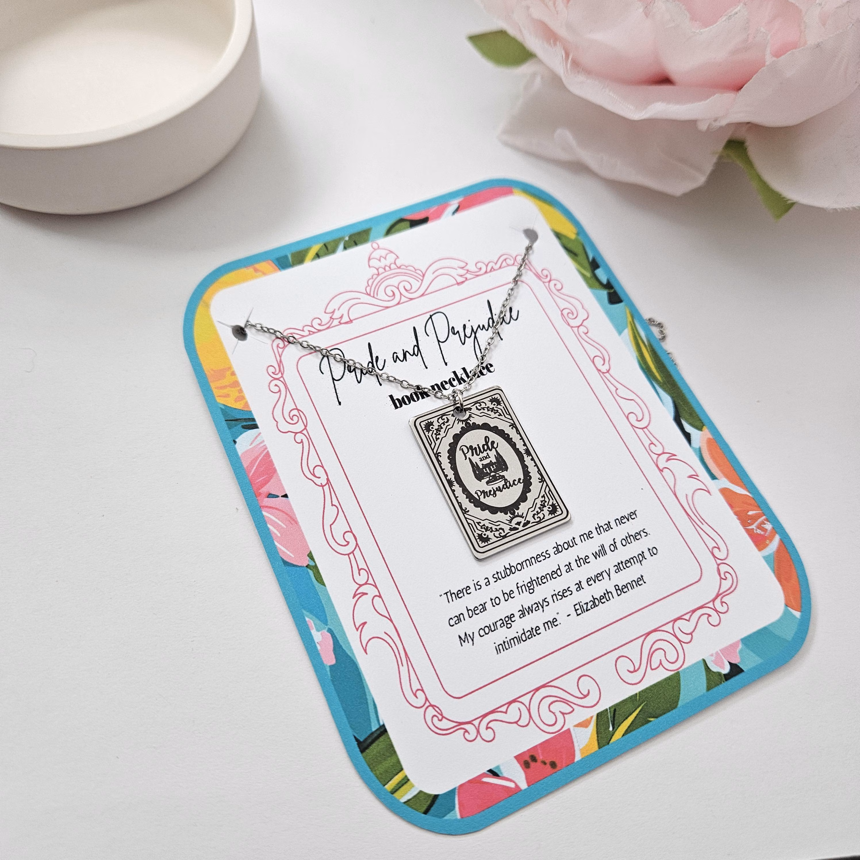 Pride and Prejudice Book Necklace – Jane Austen Literary Jewelry – Engraved Regency Pendant – Bookish – Handmade by ShesSoCrafty Goods