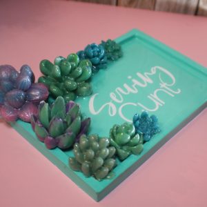 Trinket Dish with Succulent Accents – Handmade Serving Cunt Vanity Tray – Quirky Feminist Decor