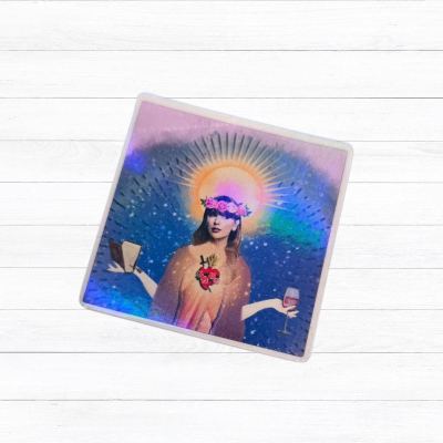 Eras Pop Angel Holographic Sticker | Bookish Retro Decal – Stickers – Handmade by ShesSoCrafty Goods