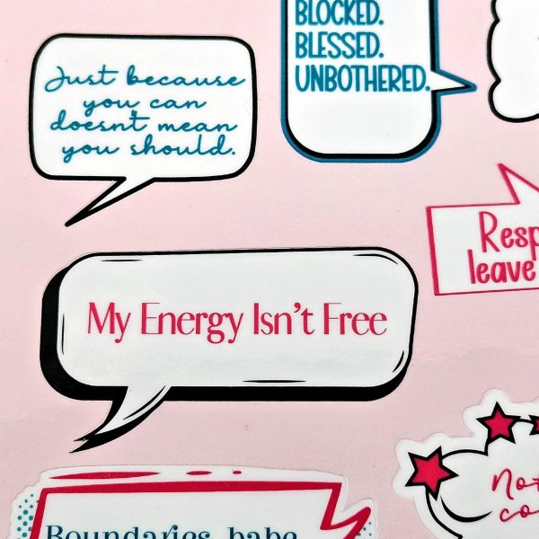 Boundaries Babe Sticker Sheet: Waterproof Vinyl Decals for Journaling – Say It Louder – Handmade by ShesSoCrafty Goods