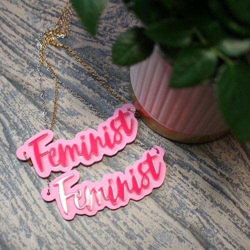 il_fullxfull.7581680166_d69w Feminist Empowerment Statement Necklace - Bold Statement Pendant for Women's Rights and Equality – Jewelry – Handmade by ShesSoCrafty Goods
