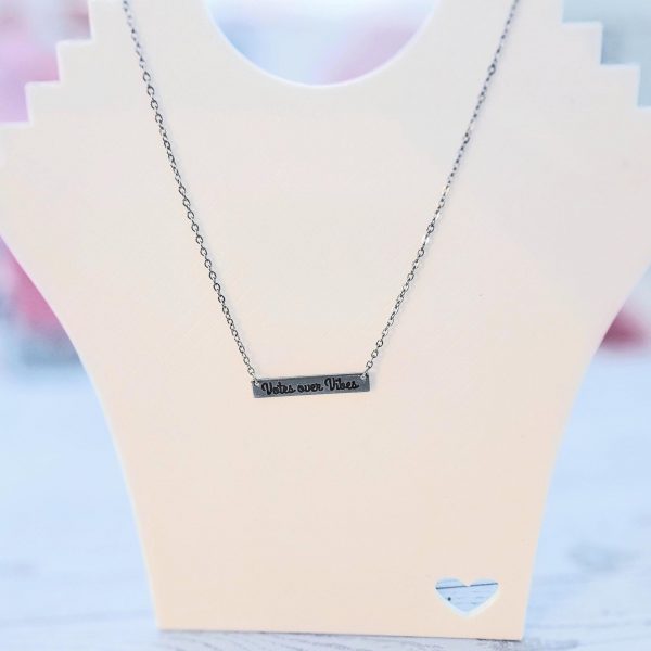il_fullxfull.7629583561_ovam Votes Over Vibes Necklace β’ Satin Stainless Steel Civic Statement Pendant β Jewelry β Handmade by ShesSoCrafty Goods