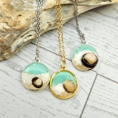 Handmade Seashell Pendant Necklace – Ocean Resin Coastal Jewelry – Beach Statement Piece – Jewelry – Handmade by ShesSoCrafty Goods