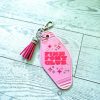 Pink Pony Club Motel Keychain — Pastel Pink Rhinestone Tassel Bag Charm – Uncategorized – Handmade by ShesSoCrafty Goods