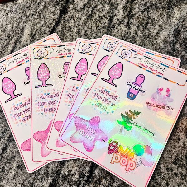 Funny Adult Sticker Sheet | Sarcastic Dark Humor Vinyl Decals – Say It Louder – Handmade by ShesSoCrafty Goods