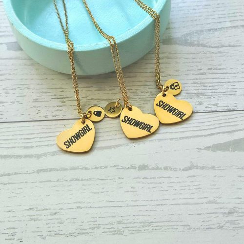 il_fullxfull.7629601739_4394 Gold Showgirl Heart Necklace: Engraved Stainless Steel Pendant, Charm Accent – Jewelry – Handmade by ShesSoCrafty Goods