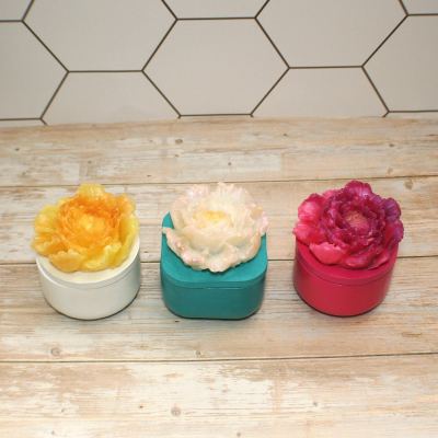 Floral Ring box with lid - Decorative Jewelry Storage - Concrete stash box – Home Decor – Handmade by ShesSoCrafty Goods