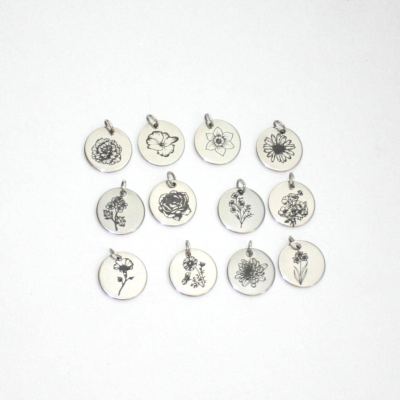 Birth Flower Necklace – Stainless Steel Layering Pendant - Your Choice – Jewelry – Handmade by ShesSoCrafty Goods