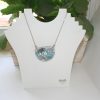 Handmade Concrete Pendant Necklace: Blue Iridescent Stone Inlay, Silver Chrome Accent – Jewelry – Handmade by ShesSoCrafty Goods