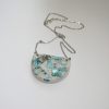 Handmade Concrete Pendant Necklace: Blue Iridescent Stone Inlay, Silver Chrome Accent – Jewelry – Handmade by ShesSoCrafty Goods