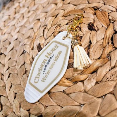 Vintage Chelsea Hotel Motel Keychain – Gothic Rhinestone Bag Charm – Keychains – Handmade by ShesSoCrafty Goods