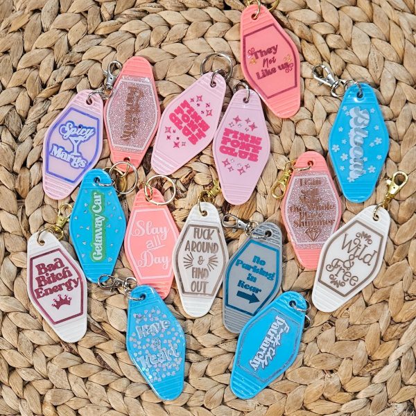 Motel Keychain Bag Charm, Bad Bitch Energy Rhinestone Accented Keychain – Uncategorized – Handmade by ShesSoCrafty Goods