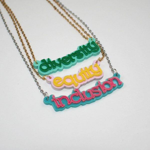 DEI Necklace Trio - Diversity - Equity - Inclusion - Choose one or Full set – Jewelry – Handmade by ShesSoCrafty Goods