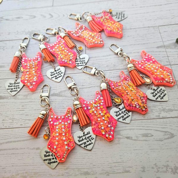 il_fullxfull.7629630547_m081 Orange Showgirl Era Keychain – Rhinestone Resin Bag Charm with Engraved Quote – Keychains – Handmade by ShesSoCrafty Goods