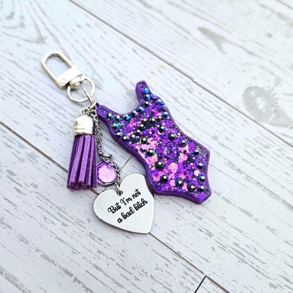il_fullxfull.7654392125_pmo8 Custom Showgirl Eras Bodysuit Keychain – Personalized Glitter Resin Bag Charm with Engraved Quote – Keychains – Handmade by ShesSoCrafty Goods
