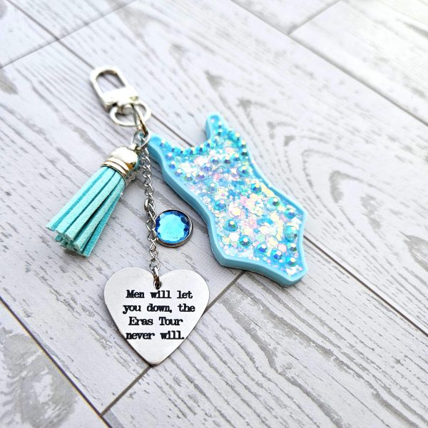 il_fullxfull.7654396575_31qm Custom Showgirl Eras Bodysuit Keychain – Personalized Glitter Resin Bag Charm with Engraved Quote – Keychains – Handmade by ShesSoCrafty Goods