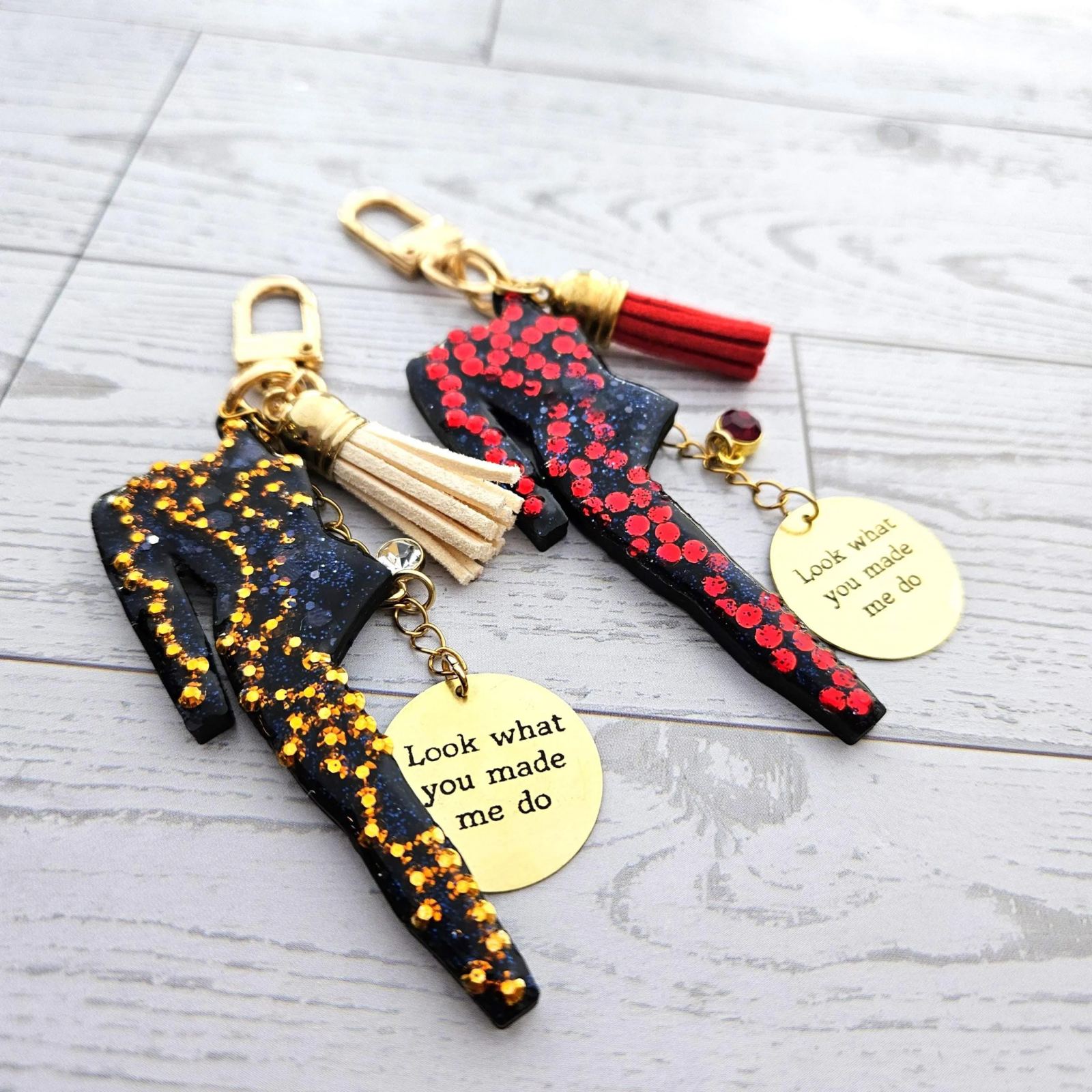 Eras Rhinestone Snake Bodysuit Charm, Custom Engraved Gold Tag Tassel, Concert Bag Charm Eras Rhinestone Snake Bodysuit Charm, Custom Engraved Gold Tag Tassel, Concert Bag Charm โ Keychains โ Handmade by ShesSoCrafty Goods