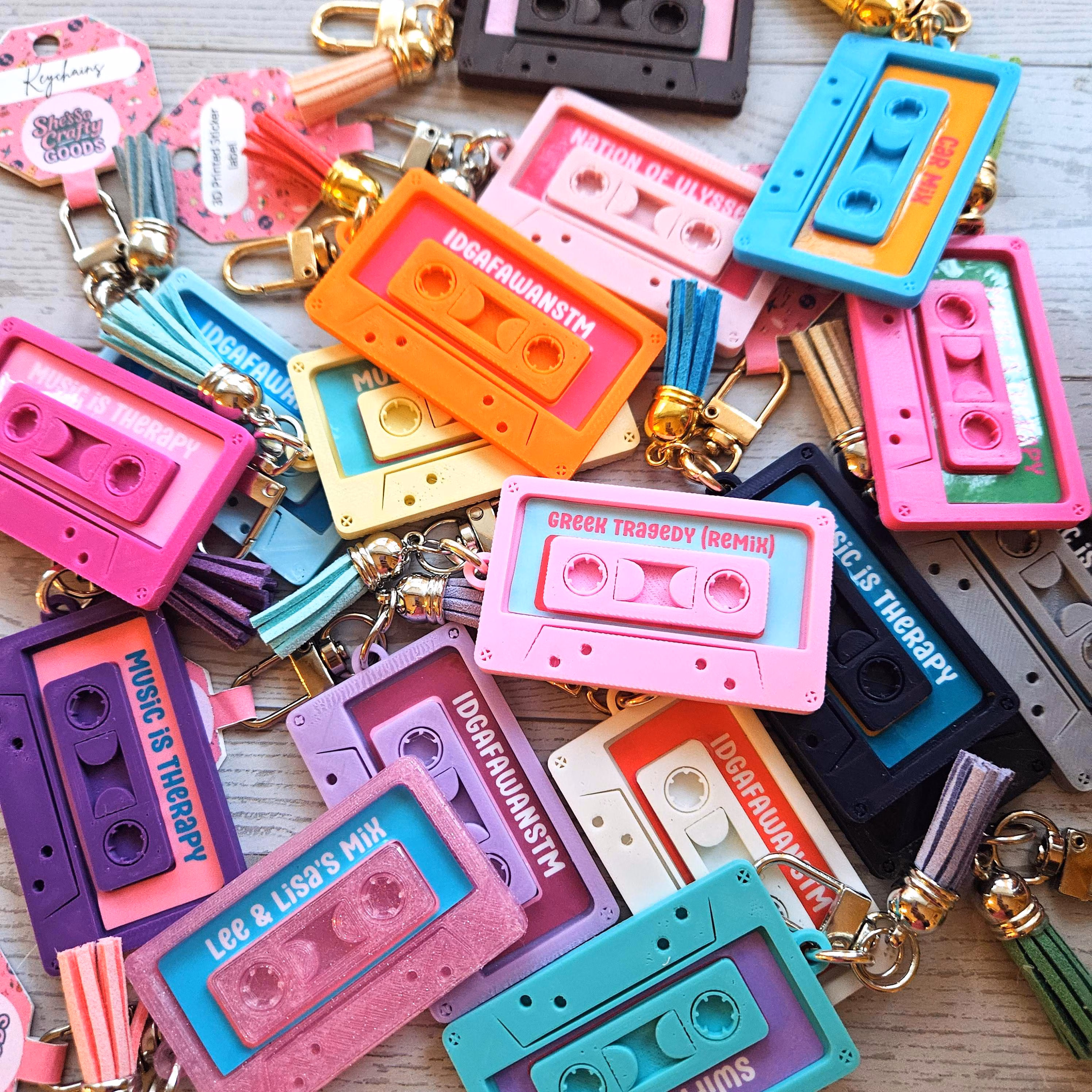Cassette Tape Bag Charm, Custom NFC Spotify Playlist Keychain, Retro Music Accessory – Keychains – Handmade by ShesSoCrafty Goods