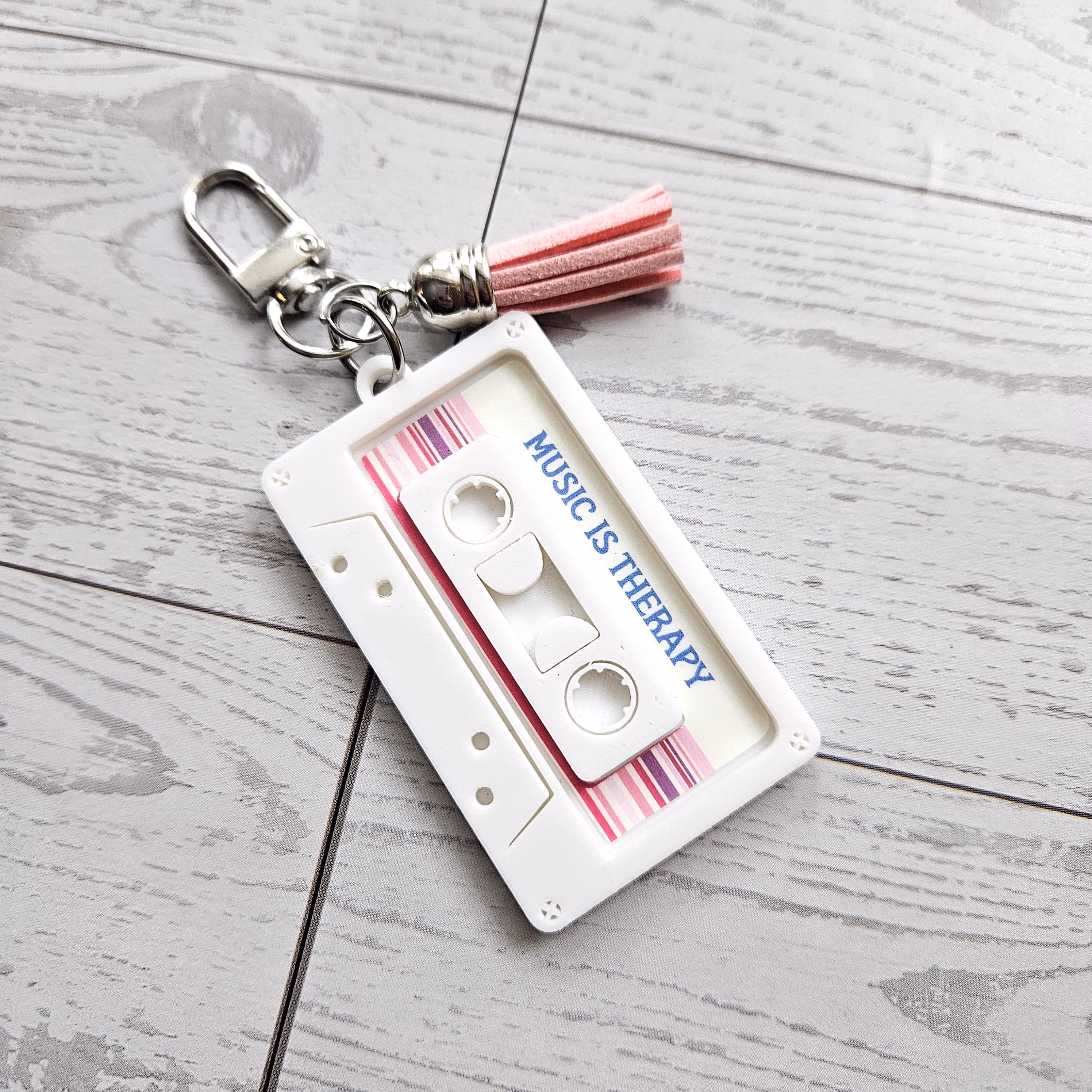 Cassette Tape Bag Charm, Custom NFC Spotify Playlist Keychain, Retro Music Accessory – Keychains – Handmade by ShesSoCrafty Goods