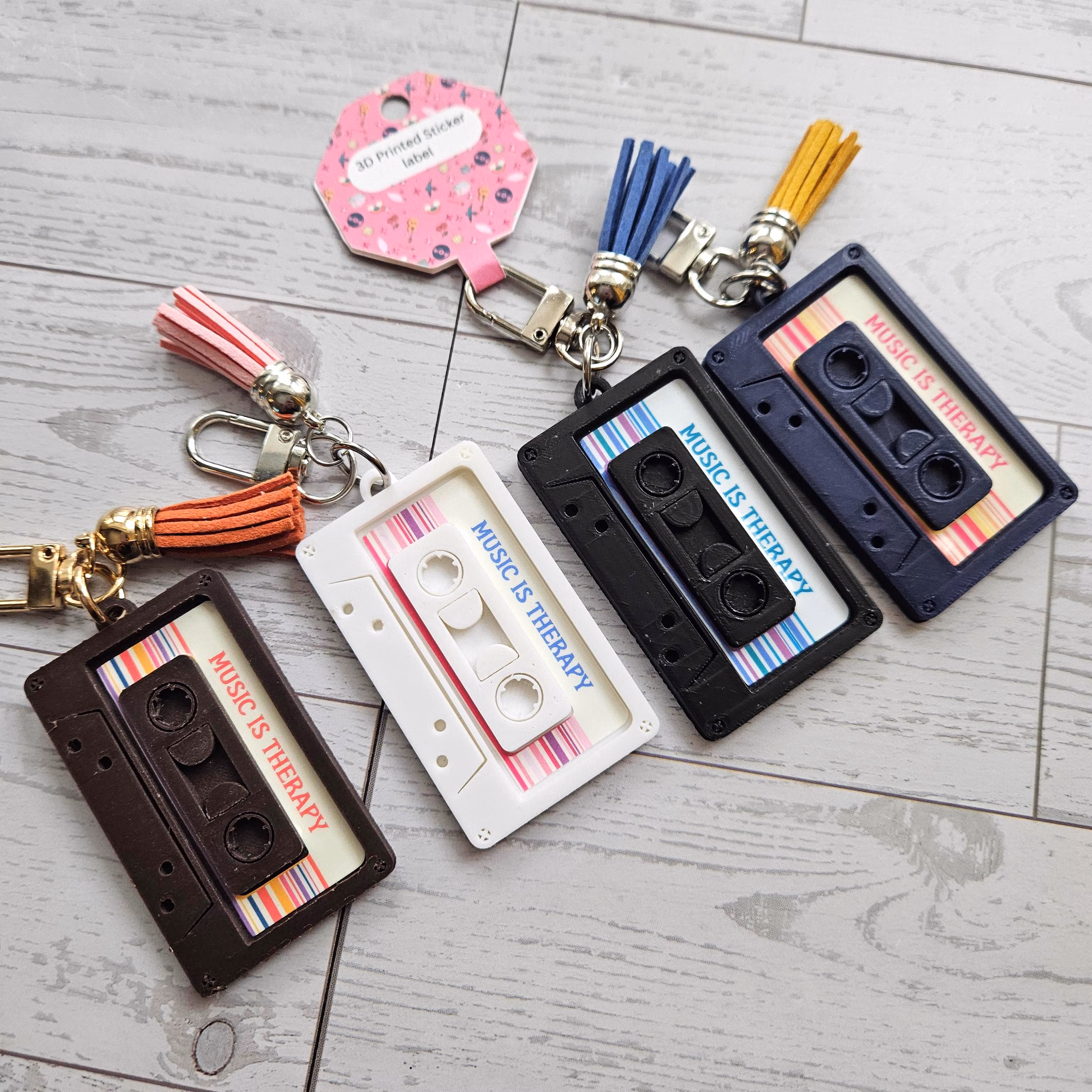 Cassette Tape Bag Charm, Custom NFC Spotify Playlist Keychain, Retro Music Accessory – Keychains – Handmade by ShesSoCrafty Goods