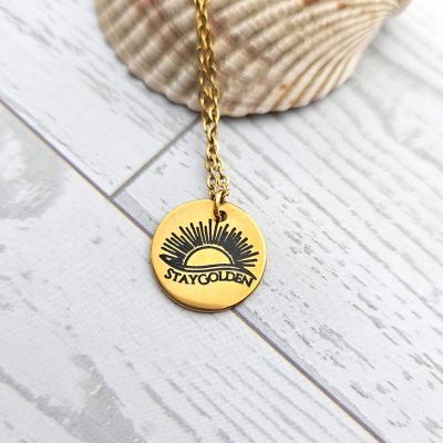 Stay Golden Sunburst Necklace, 18k Gold PVD Stainless Steel, Waterproof – Jewelry – Handmade by ShesSoCrafty Goods