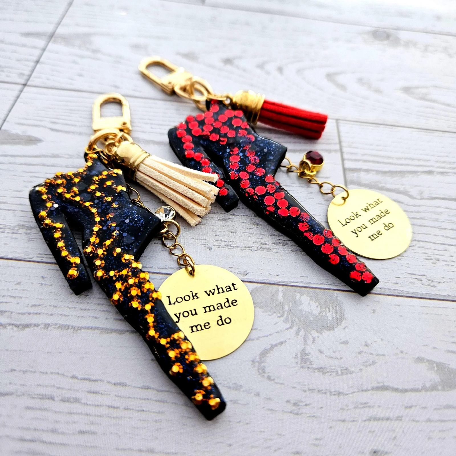 Eras Rhinestone Snake Bodysuit Charm, Custom Engraved Gold Tag Tassel, Concert Bag Charm Eras Rhinestone Snake Bodysuit Charm, Custom Engraved Gold Tag Tassel, Concert Bag Charm โ Keychains โ Handmade by ShesSoCrafty Goods