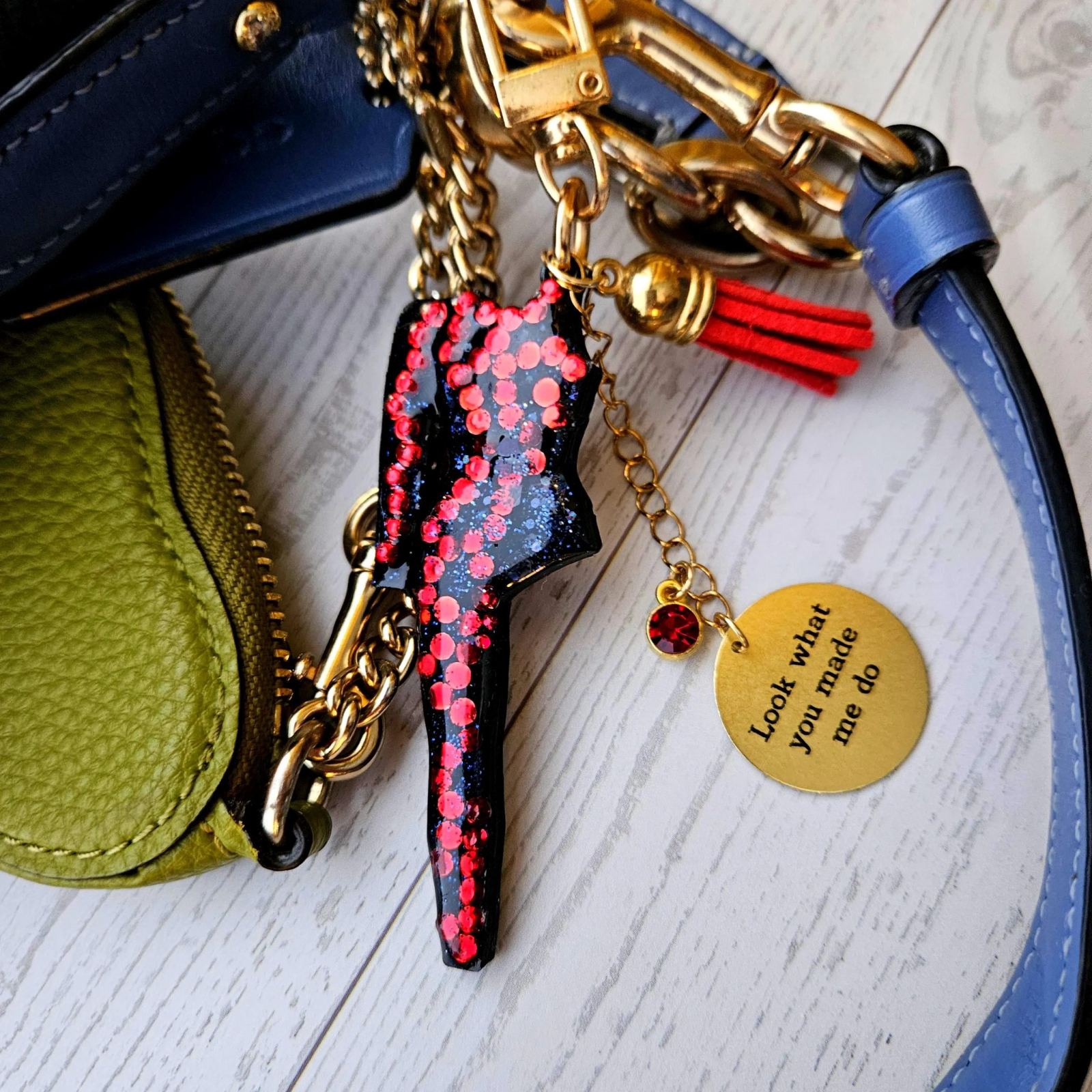 Eras Rhinestone Snake Bodysuit Charm, Custom Engraved Gold Tag Tassel, Concert Bag Charm Eras Rhinestone Snake Bodysuit Charm, Custom Engraved Gold Tag Tassel, Concert Bag Charm โ Keychains โ Handmade by ShesSoCrafty Goods
