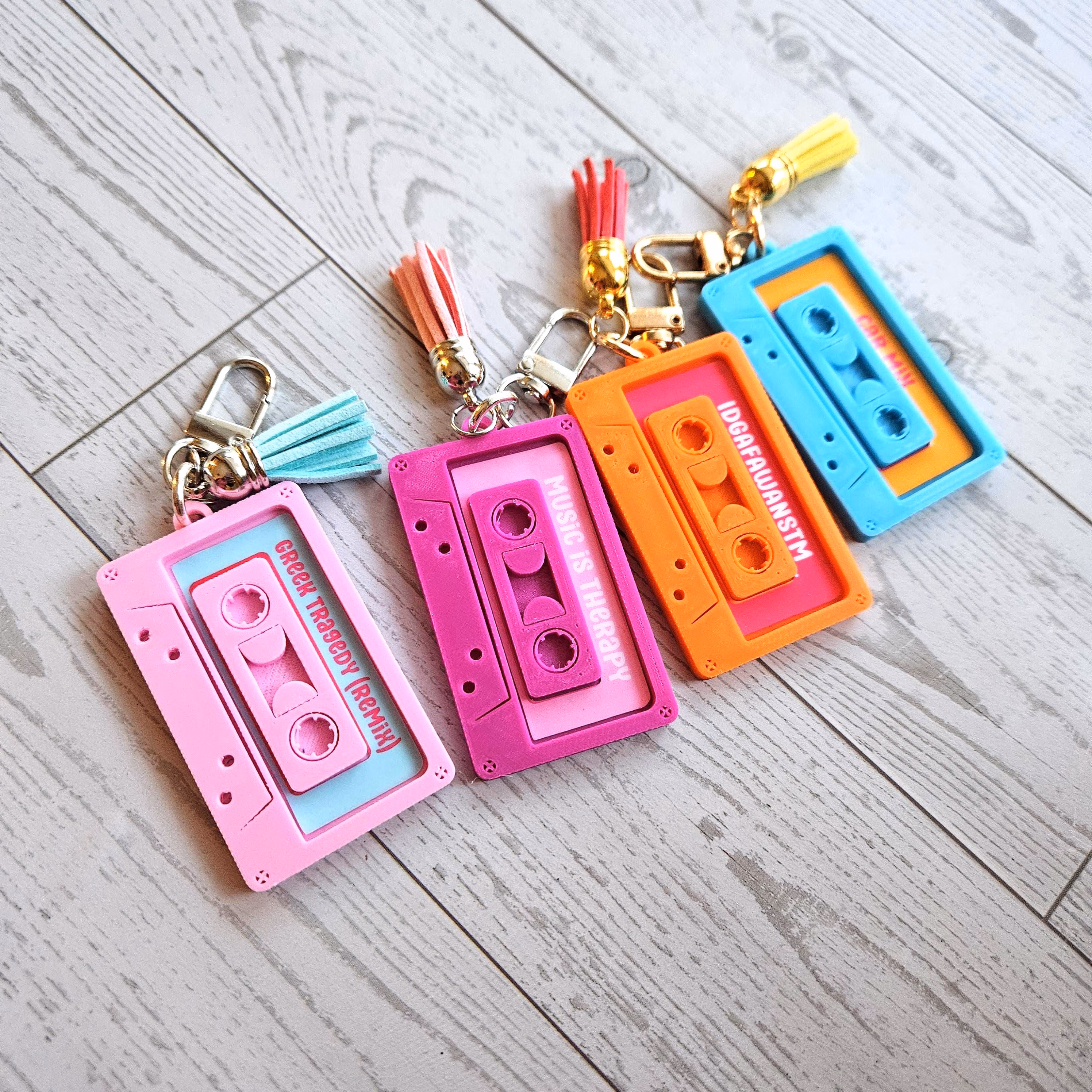 il_fullxfull.7728646829_ns2s Retro 80s Cassette Bag Charm, NFC Mixtape Keychain, Nostalgic Music Accessory – Keychains – Handmade by ShesSoCrafty Goods