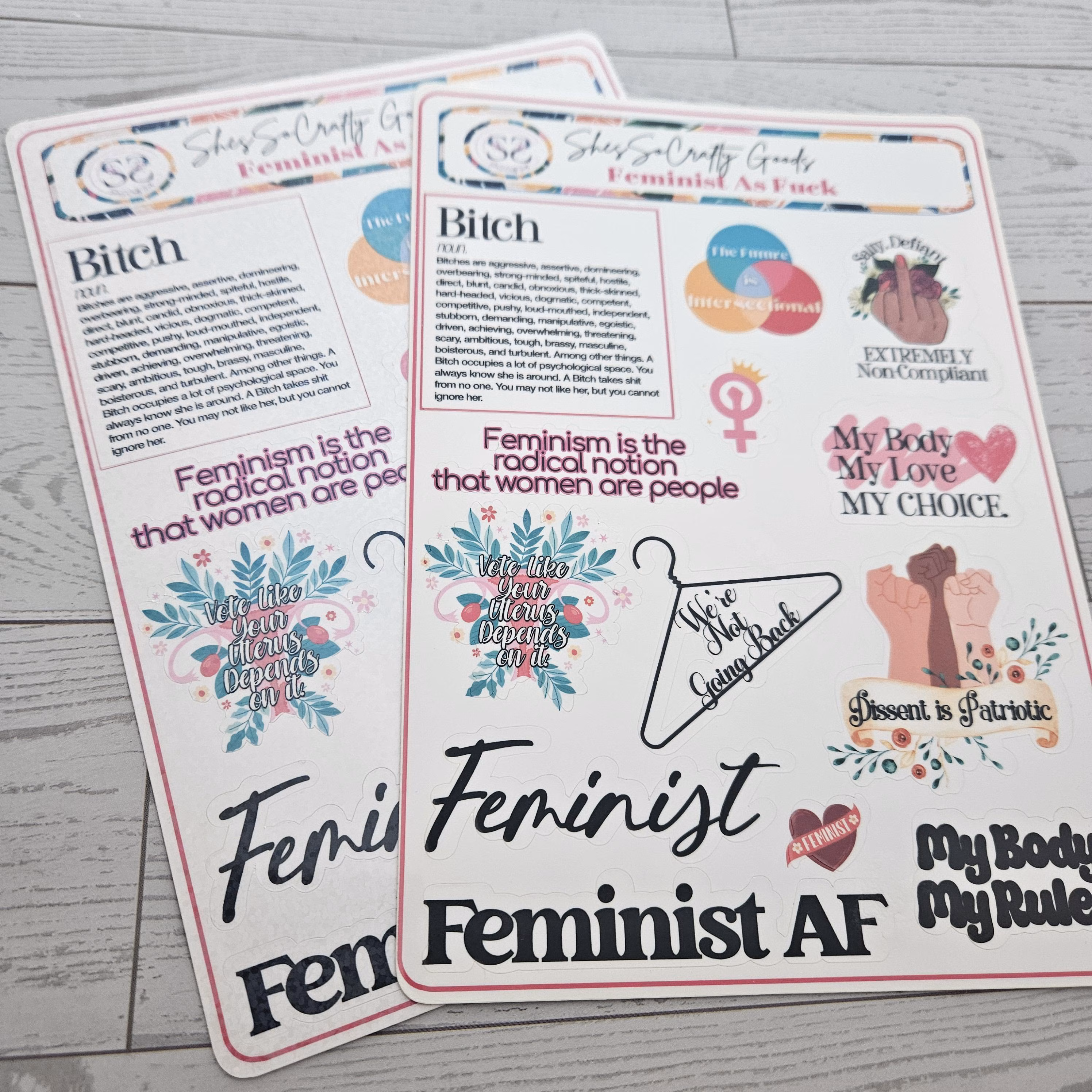 il_fullxfull.7787512672_4kf9 Feminist AF Sticker Sheet - Empowering Intersectional Feminism Decals – Say It Louder – Handmade by ShesSoCrafty Goods