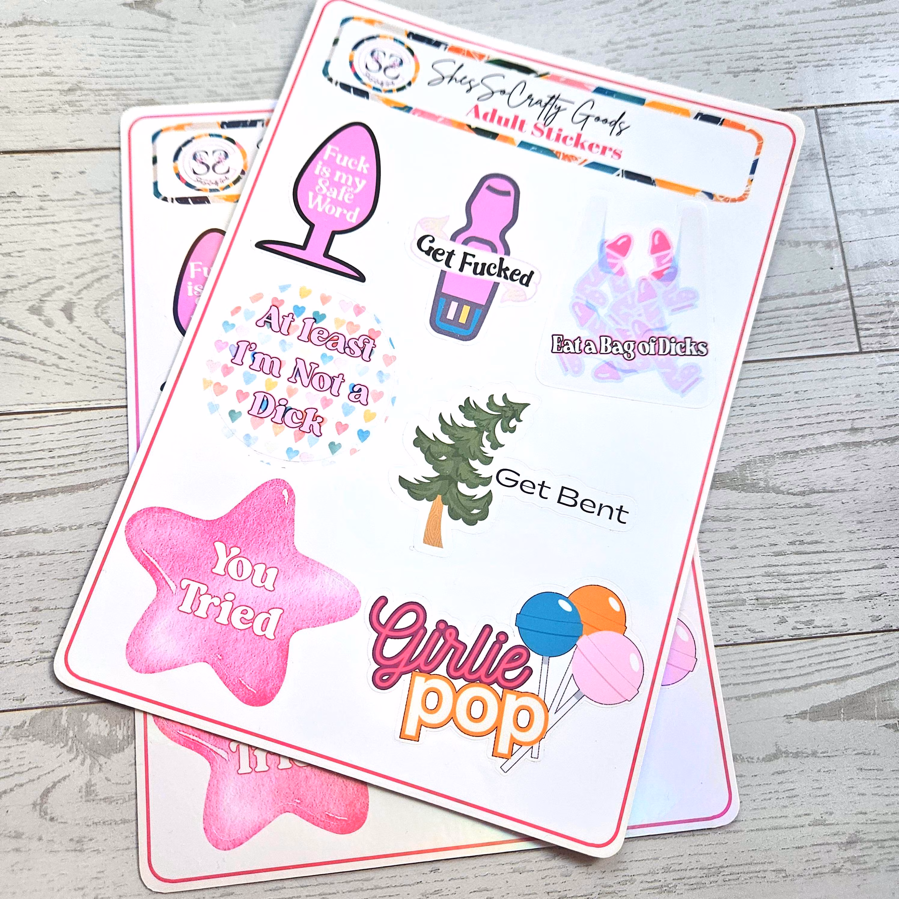 Funny Adult Sticker Sheet | Sarcastic Dark Humor Vinyl Decals – Say It Louder – Handmade by ShesSoCrafty Goods
