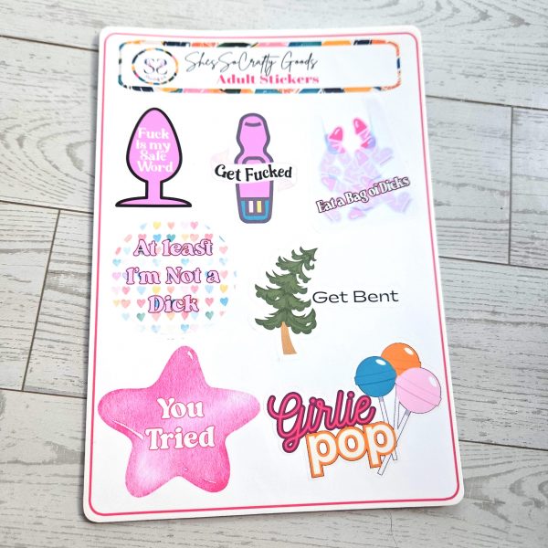 Funny Adult Sticker Sheet | Sarcastic Dark Humor Vinyl Decals – Say It Louder – Handmade by ShesSoCrafty Goods