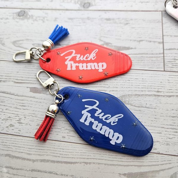 F*ck Trump Motel Keychain Bag Charm, Bold Political Statement – Keychains – Handmade by ShesSoCrafty Goods