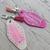 Rhinestone Motel Keychain Bag Charm, Hot Pink or Blush Glam – Keychains – Handmade by ShesSoCrafty Goods