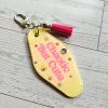 Chaotic Retro Motel Keychain | Rhinestone Accents, Y2K Bag Charm – Keychains – Handmade by ShesSoCrafty Goods