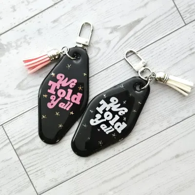 We Told Yall Resin Motel Keychain, Funny Political Bag Charm, Feminist Statement Accessory – Keychains – Handmade by ShesSoCrafty Goods