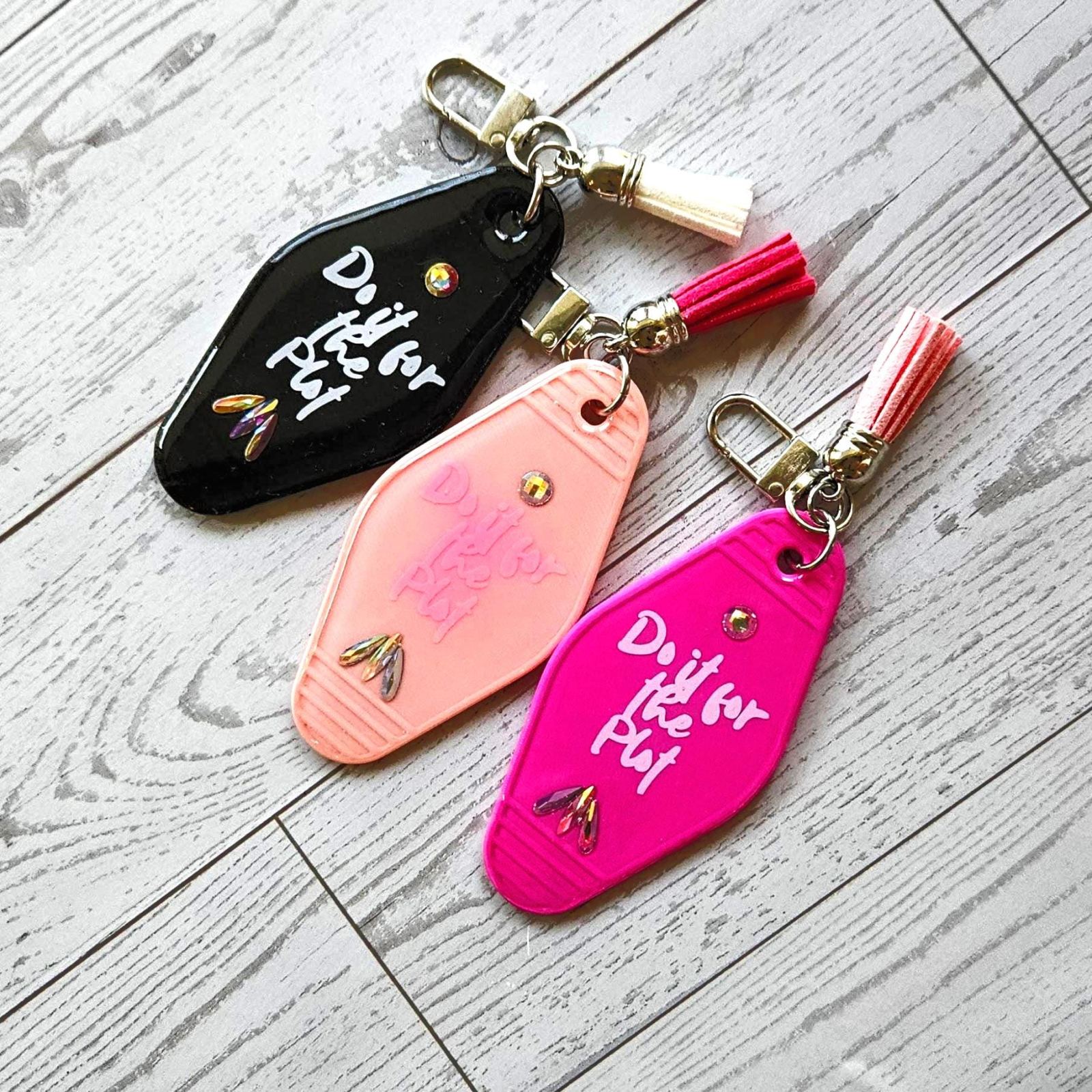 Retro Motel Keychain Bag Charm, Do It For the Plot Rhinestones Retro Motel Keychain Bag Charm, Do It For the Plot Rhinestones – Keychains – Handmade by ShesSoCrafty Goods
