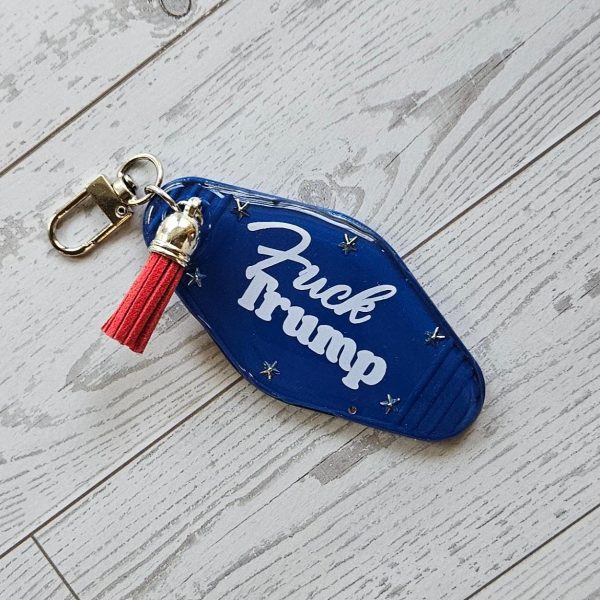 F*ck Trump Motel Keychain Bag Charm, Bold Political Statement – Keychains – Handmade by ShesSoCrafty Goods