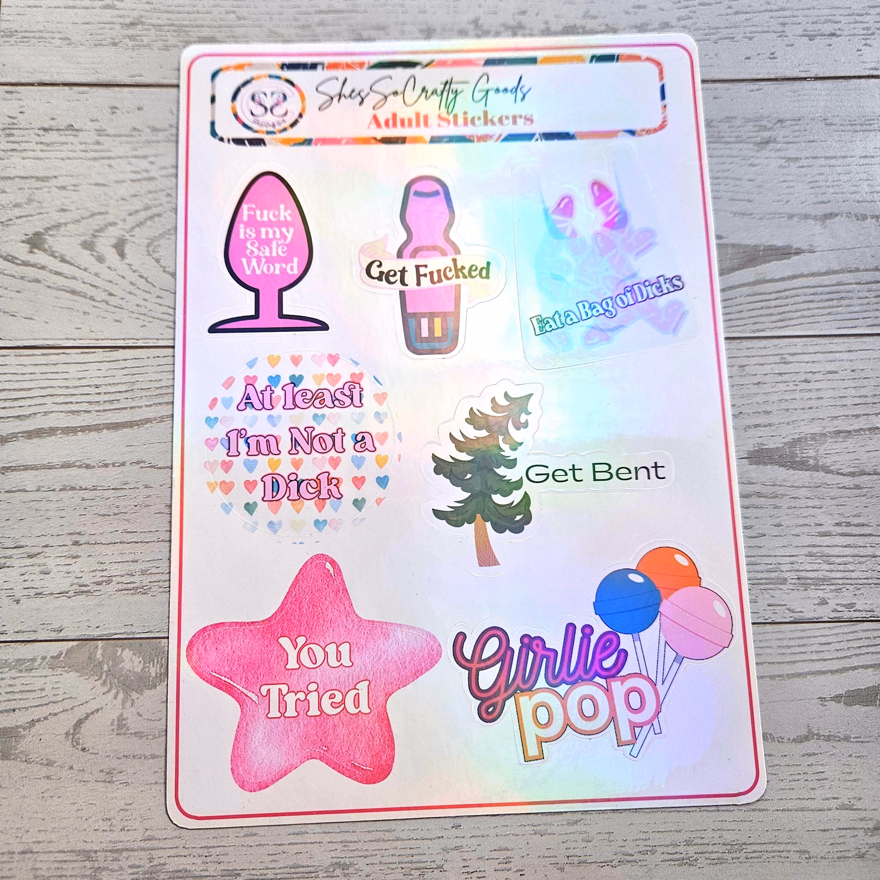 Funny Adult Sticker Sheet | Sarcastic Dark Humor Vinyl Decals – Say It Louder – Handmade by ShesSoCrafty Goods